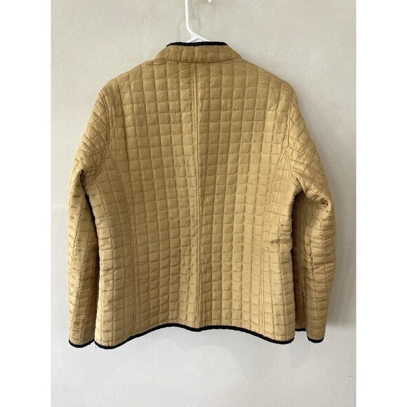 Oleg Cassini Jacket Women’s M 100% Silk Reversible Quilted Lightweight Tan Black - Picture 6 of 11